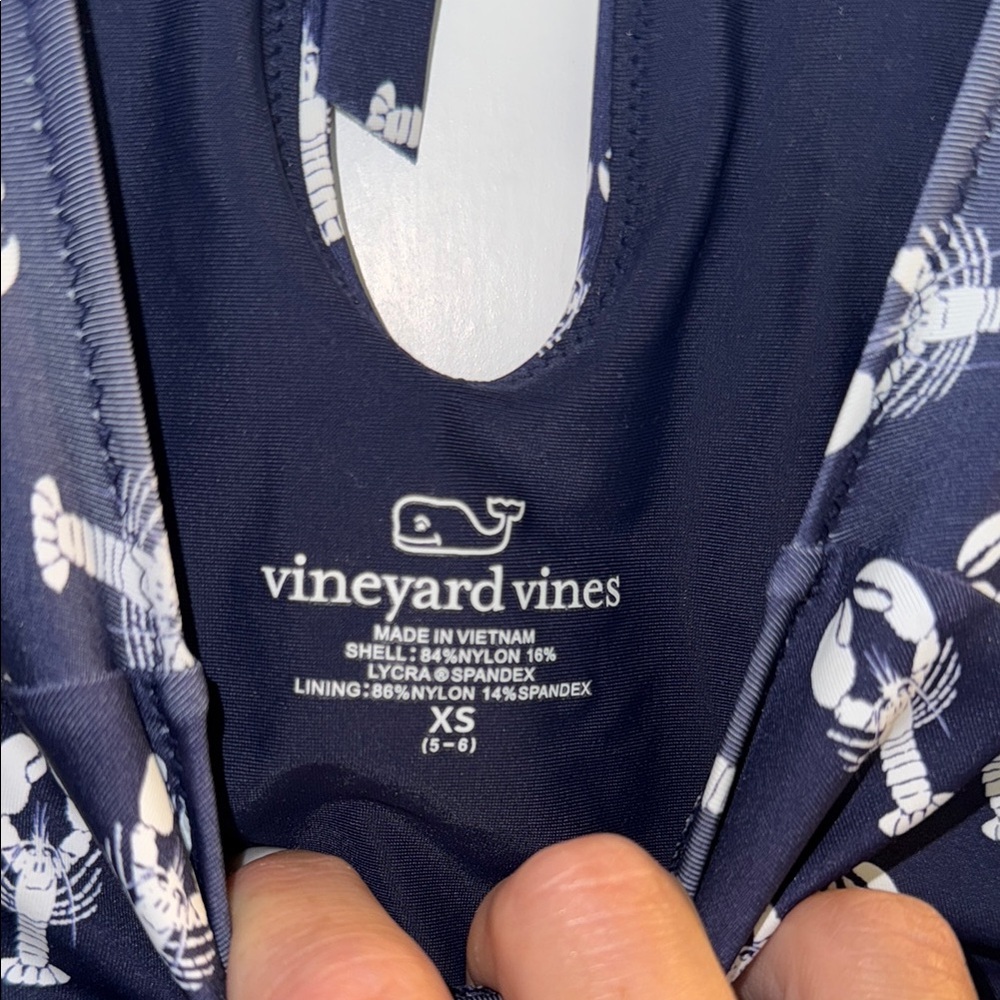 Vineyard Vine Navy Lobster Print Long Sleeve Swimsuit - Picture 2 of 5